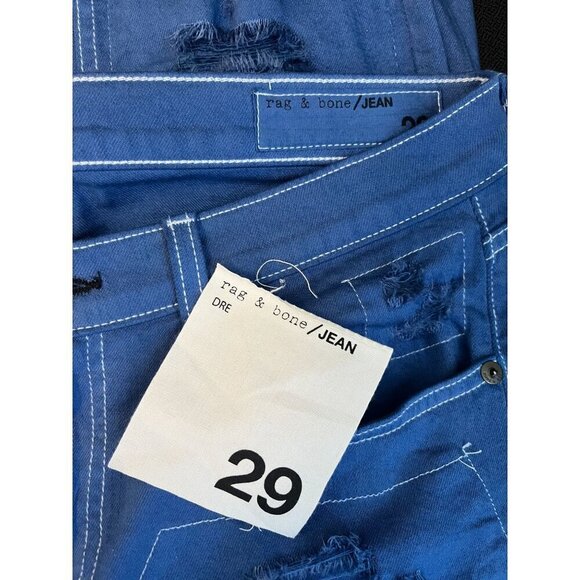 Rag & Bone The Dre Custom Dyed Destroyed Jeans in Indigo Royal Blue SZ 29 NWT - Picture 9 of 10
